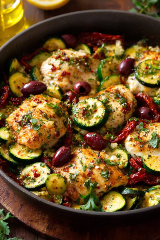 Mediterranean Zucchini Chicken Skillet
