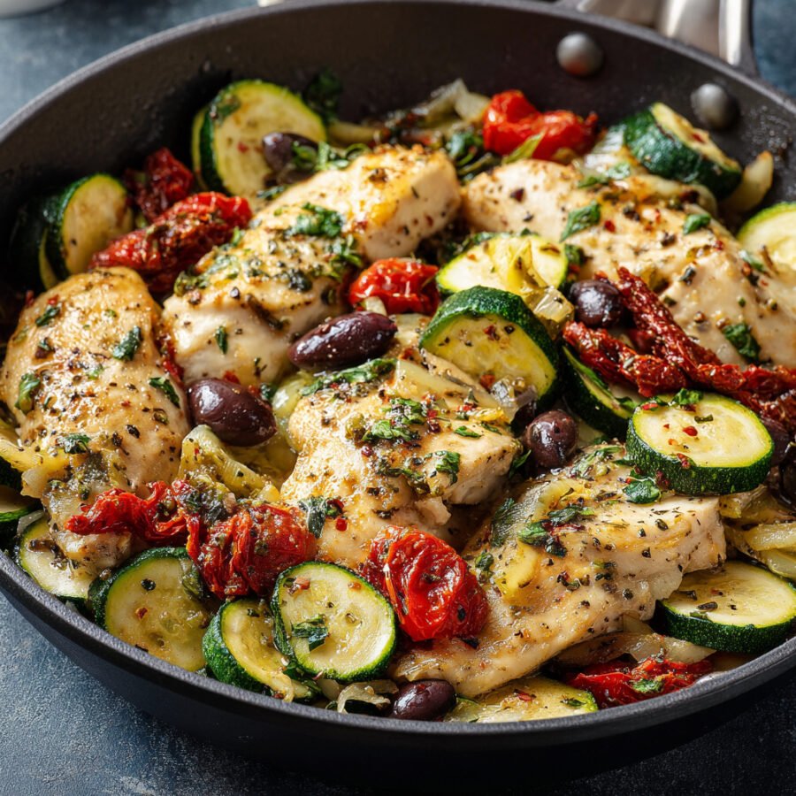 Mediterranean Zucchini Chicken Skillet